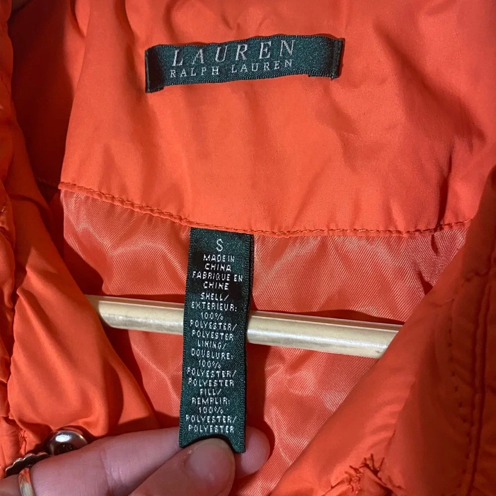 Lauren Ralph‎ Lauren Quilted Jacket Orange Lightweight Coat Women's Small Fall